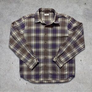 AYR “The Dive” Double Pocket Purple Plaid Button Up Shirt Sample